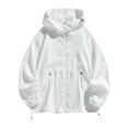 thumbnail image 2 of Jinhomg Men Fashion Summer Hoodie Long Sleeve Sun Protection Jackets Summer Outdoor Hiking Fishing Shirts With Pockets Big and Tall Outerwear White M, 2 of 9