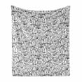 thumbnail image 1 of Floral Soft Flannel Fleece Blanket, Leaves Swirls Buds Orchid Like Gardening Flowers Sketchy Hand Drawn Artwork, Cozy Plush for Indoor and Outdoor Use, 60" x 80", Charcoal Grey White, by Ambesonne, 1 of 6
