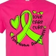 thumbnail image 4 of Inktastic Love, Care, Cure Lymphoma Awareness Lime Green Ribbon Hearts T-Shirt, 4 of 5