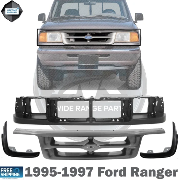 New Front Grille Primed Shell And insert Kit For 1995-1997 Ford Ranger