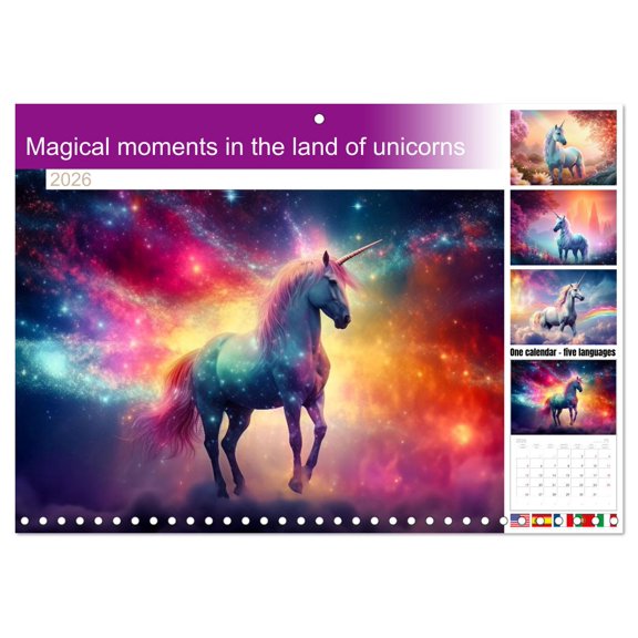 Magical moments in the land of unicorns (Monthly Wall Calendar 2026 16.5 x 23.4 (open)), CALVENDO 14 Month Calendar