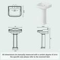 thumbnail image 3 of FOLDLIFE Bathroom Pedestal Sinks,Pedestal Sink 23" W X 19" D Vintage White Ceramic Pedestal Bathroom Sink With Overflow and 3 Pre-Drilled Holes - Fits 8-Inch Faucets, 3 of 8