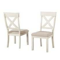 Roundhill Furniture Prato Wood Cross-Back Dining Chair Antique White (Set of 2)