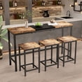 thumbnail image 4 of Kitchen Dining Table, Pub Table, Long Dining Table Set with 3 Stools, Natural+Black, 4 of 9
