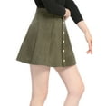 thumbnail image 4 of MODA NOVA Junior's Faux Suede Front Button Mini A-Line Skirt, 4 of 6
