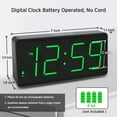 thumbnail image 2 of Battery Operated Digital Alarm Clock for Bedrooms - Cordless Large Big Numbers 4 Dimmers, Auto Dimming Seniors, Adjustable Volume Loud Heavy Sleepers Adults (Green Digits), 2 of 4