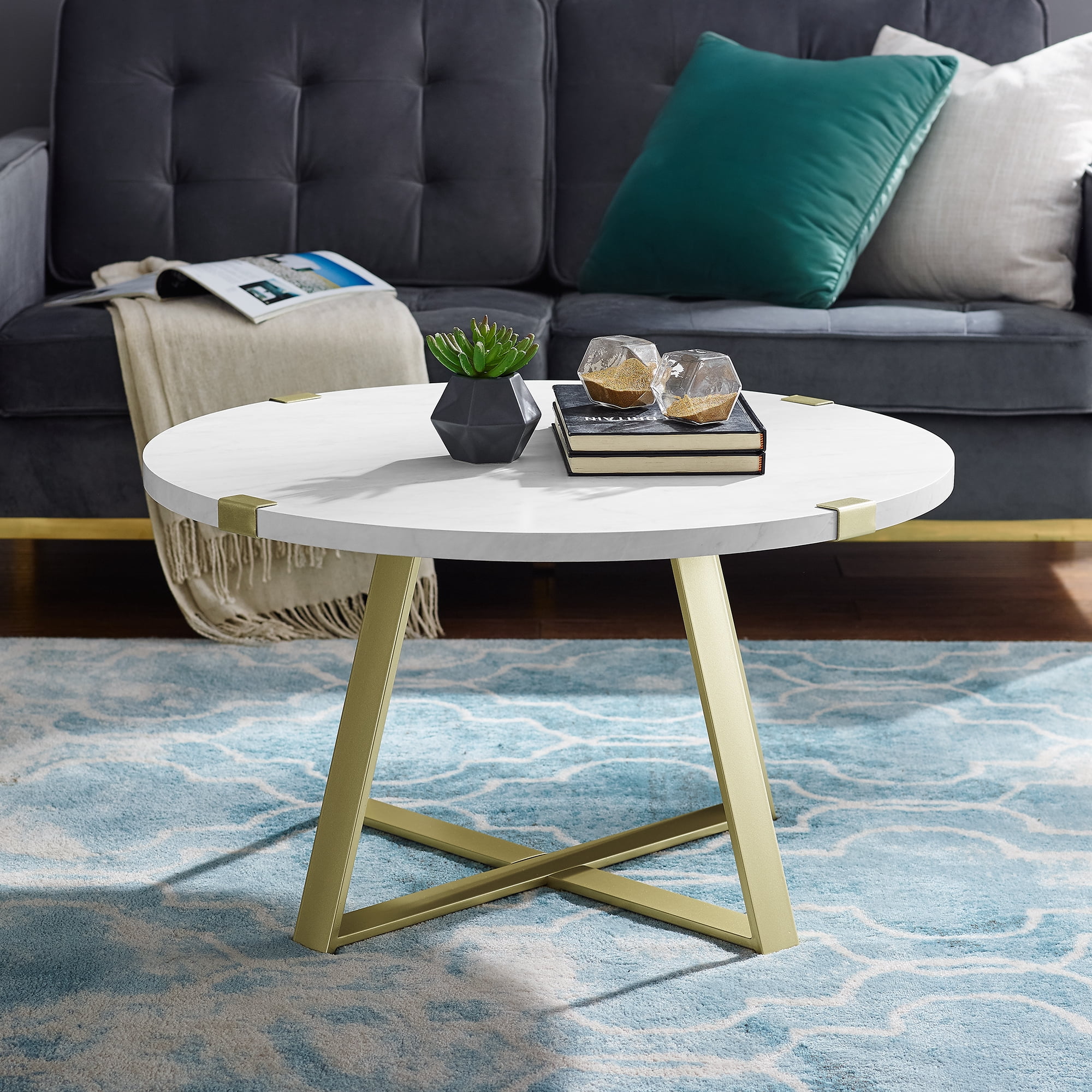 River Street Designs Slate Wrap Leg Faux Marble Coffee Table