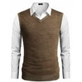 thumbnail image 4 of COOFANDY Men's Sleeveless Sweater Vest Lightweight V-Neck Cotton Vest Pullover Brown XXL, 4 of 4
