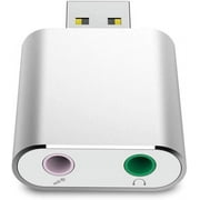External USB Audio Adapter Sound Card Aluminum Alloy 7.1 Channel USB Sound Card External Stereo Audio Adapter Plug and Play for Integrated Audio Out & Microphone in