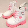 thumbnail image 3 of Mepaouo Girls Ankle Boots Love You Pink Combat Boots Lace up Winter Outdoor Work Shoes(White,36), 3 of 9