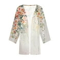 thumbnail image 5 of Axiiglly Cardigan for Women Plus Size Lightweight Cardigans Autumn Casual Comfy Puff Sleeve Open Front Tops Floral Print Loose Swim Beach Bathing Suit Cover Up, 5 of 5