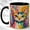 Black, variant on Colorful Cat Face Coffee Mug, Geometric Pet Mug, Ceramic 11 oz