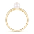 thumbnail image 2 of Angara Japanese Akoya Cultured Pearl Criss Cross Shank Engagement Ring in 14K Yellow Gold for Women | June Birthstone Jewelry for Her, 2 of 8