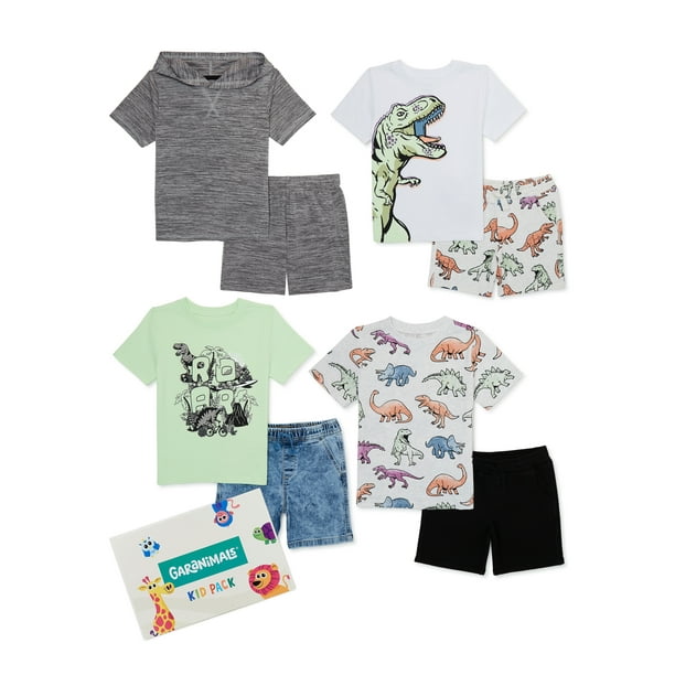 Garanimals Baby and Toddler Boys TShirt and Shorts KidPack, 8Piece