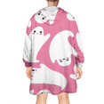 thumbnail image 2 of Wearable Oversized Blanket,Cute Ghost Halloween Pattern Wearable Blanket Hoodie for Adults,Cozy Hooded Blankets with Super Pockets,Super Warm Fuzzy Pullover for Women & Men, 2 of 6