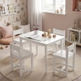thumbnail image 2 of Gymax 5-Piece Kids Table and Chairs Set Solid Rubber Wood Toddler Activity Table White, 2 of 10