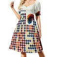 thumbnail image 2 of Vestido de manga corta con círculos modernistas, elegante y chic, para mujer, vestidos de ceremonia., 2 of 7