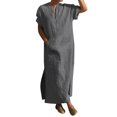 thumbnail image 4 of Bohemian Loose Mens Maxi Kaftan, Split Hem Pocket Linen Long Robe, Soft Breathable Fabric for Resort Wear, Travel and Home Casual Outfits Dark Gray S, 4 of 6