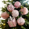 thumbnail image 2 of 1/6Pcs Mini Pink Christmas Hanging Balls Ornaments Glitter Sequin Christmas Tree Mall Closet Decoration Hanging Balls, 2 of 5