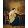 thumbnail image 3 of Octave Tassaert 15x18 Black Modern Framed Museum Art Print Titled - Young Woman with Bird Cage (1850), 3 of 5