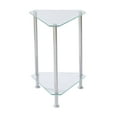 thumbnail image 1 of Glass End Table Side Table 2-Tier Triangle Nightstand Storage Shelves Chrome Finish Contemporary Furniture Home Living Room Clear Triangular, 1 of 9