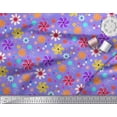 thumbnail image 2 of Soimoi Purple Cotton Duck Fabric Flower Artistic Print Fabric by Yard 56 Inch Wide, 2 of 3
