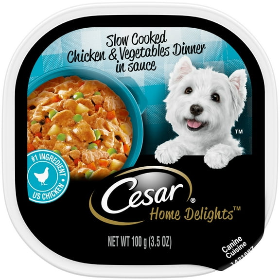Cesar Home Delights Slow Cooked Chicken And Vegetables Wet Dog Food, 3.5 Oz Tray