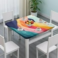 thumbnail image 3 of Colorful Tie Dye Mountain Pattern Square Fitted Tablecloth with Elastic Edge,Square Table Cover,Washable Elastic Table Cover for Home Kitchen Party Decor 34"x34", 3 of 6