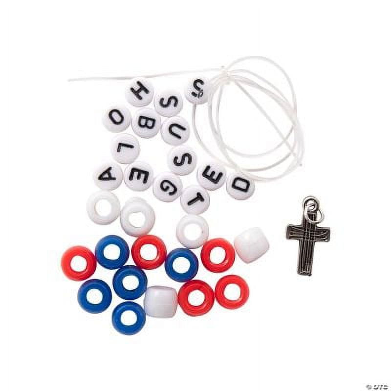 Religious Patriotic Beaded Bracelet Craft Kit - Makes 12, Fourth of July, Craft Kits, 12 Pcs