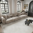 thumbnail image 4 of The Magic Home 4-Seater Modular Convertible Corduroy Sectional Sofa, Brown, 4 of 10