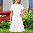thumbnail image 3 of HomeGardon Girls Dress,Toddler Dress for Girls 2025 Toddler Kids Girls Cute Solid Color Print Short Sleeve Stretchy Dress A Line Dress,120-170, 3 of 9