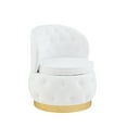 thumbnail image 2 of DUOSONG 360 Degree Swivel Cuddle Barrel Accent Storage Chairs White Velvet Furniture Primary Living Space Chairs & Accent Seating, 2 of 17