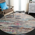 thumbnail image 3 of SAFAVIEH Madison Orlando Abstract Distressed Area Rug, Grey/Turquoise, 5' x 5' Round, 3 of 8