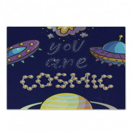 

Universe Cutting Board You are Cosmic Calligraphy Illustrated with Galactic Elements Spaceship Decorative Tempered Glass Cutting and Serving Board in 3 Sizes by Ambesonne