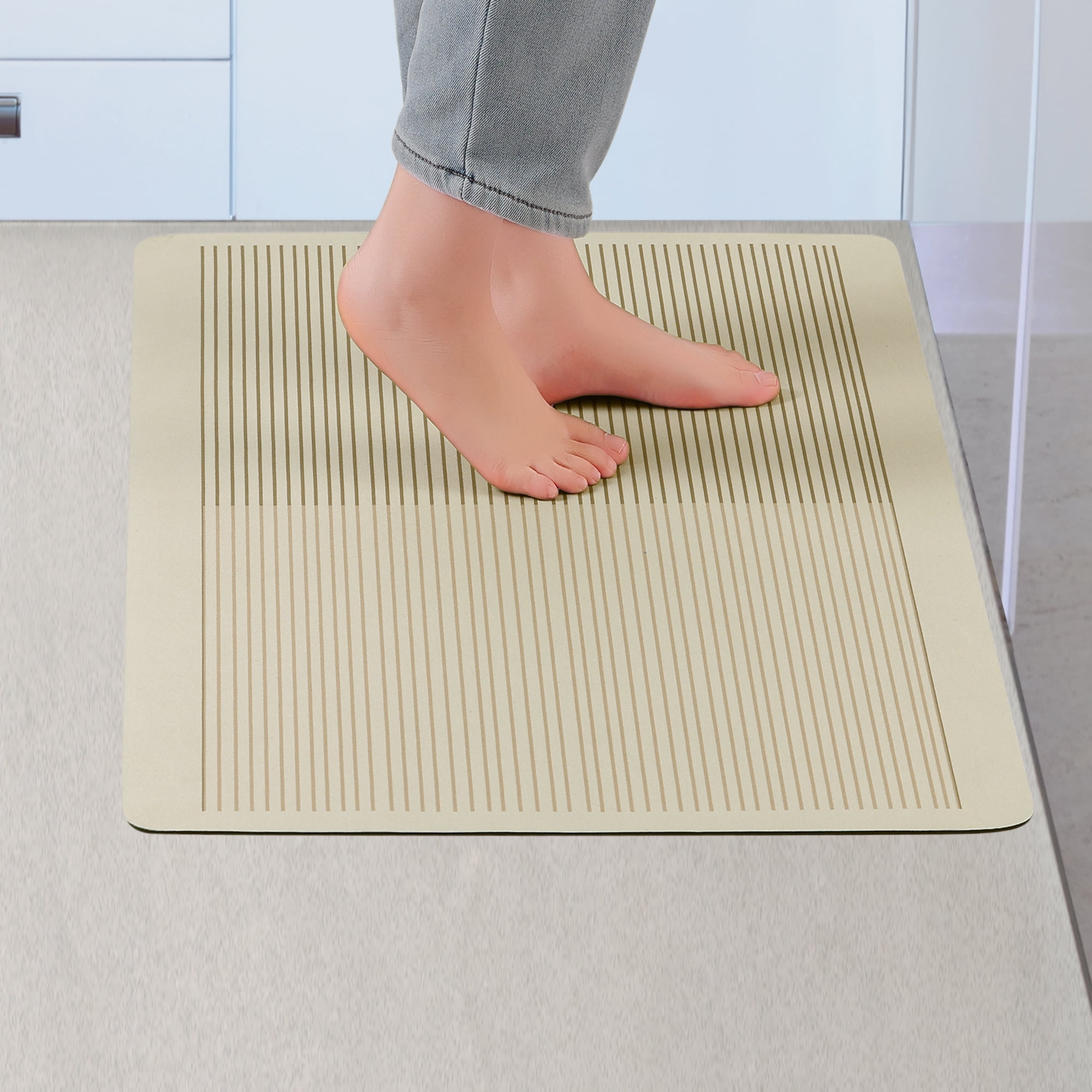 Unique Bargains 2 Pcs Modern Soft Comfort Kitchen Rugs Absorbent Non Slip Kitchen Mats Brown-2 20" x 32"