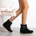 thumbnail image 5 of Chenyee Women's Suede Fringe Ankle Boots Flat Hidden Inner Side Zipper Short Booties, 5 of 8