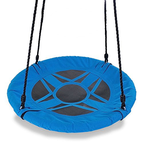 Limit Kids Tire Donut Swing with Detachable 360 Degree Spin Swivel Hanging Hardware & Adjustable 71 Height Rope Green/Blue Clevr 40 Round Outdoor Saucer Tree Swing 600 lbs 