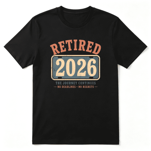 Retired 2026 The Journey Continues Retro Graphic Tee for Men and Women, Retirement Gift Holiday Gift Cotton Short Sleeves T-Shirt