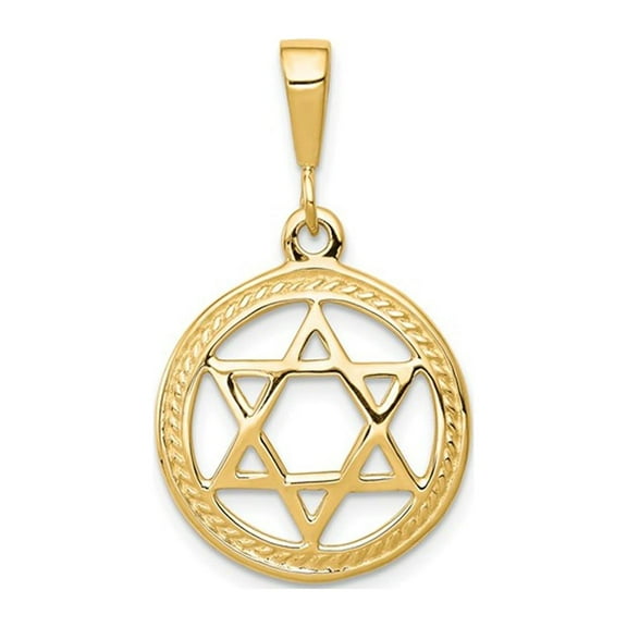 Gem & Harmony 10K Yellow Gold Star of David Disc Charm Pendant (NO CHAIN) for Women