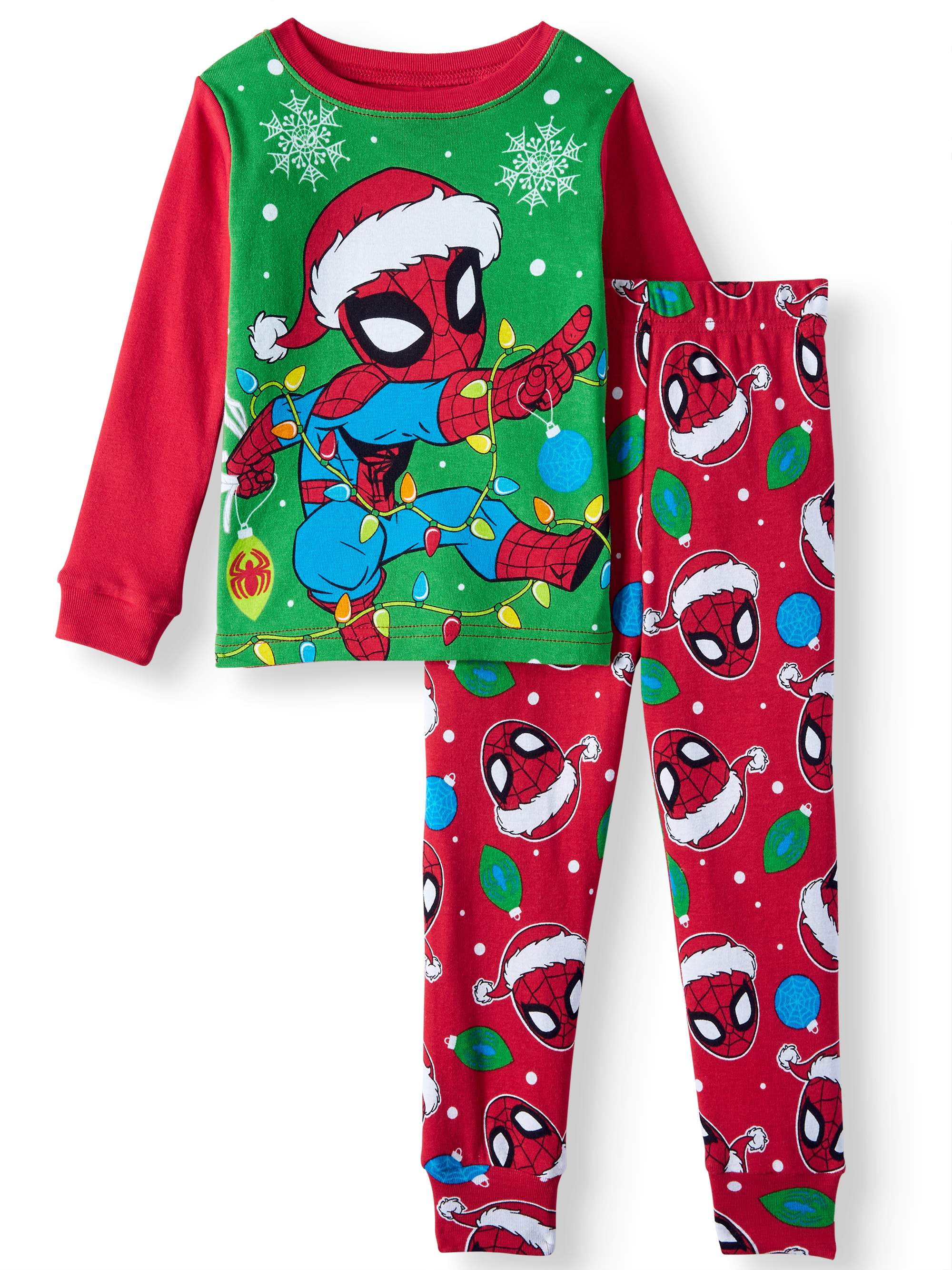 Spider Man Christmas Long Sleeve Tight Fit Pajamas 2pc Set Toddler