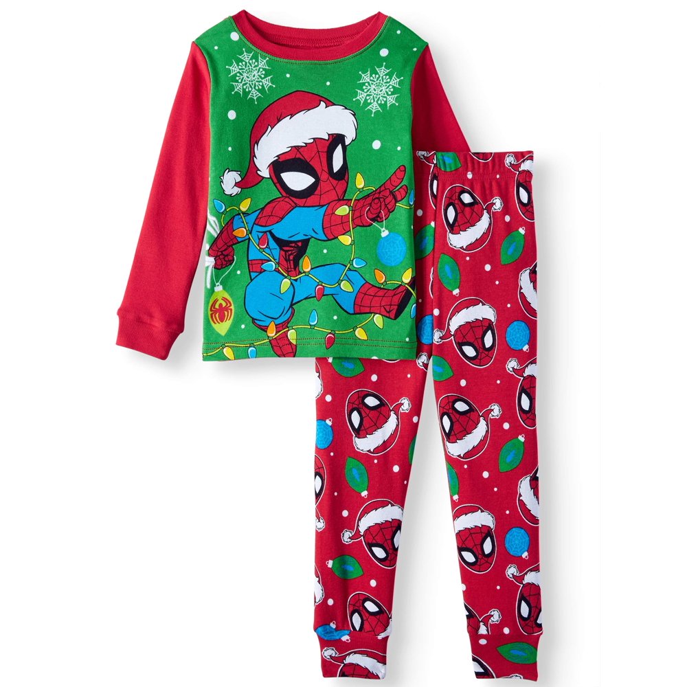 SpiderMan Christmas Long Sleeve Tight Fit Pajamas, 2pc Set (Toddler Boys)