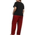 thumbnail image 3 of Auburet Women Pajamas Set Plaid Lounge Pants V-Neck Short Sleeve Cotton T-Shirt 2 Piece Sleepwear, 3 of 4