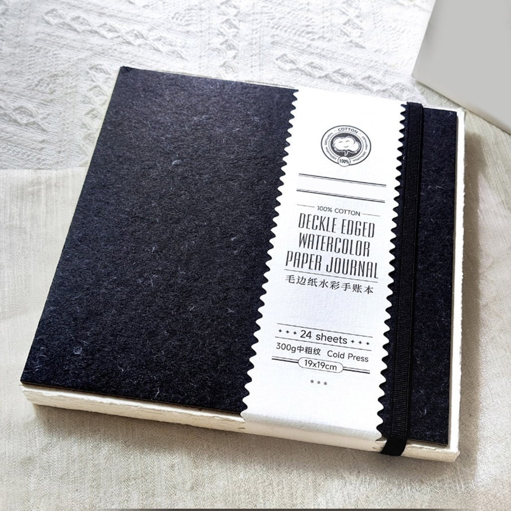 Portable Watercolor Sketchpad 24 Sheets 300GSM Paper Watercolor Paper Pad Elastic Band Closure for Sketching Painting