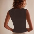 thumbnail image 4 of Womens Summer Tank Tops Crew Neck Ruffle Shirts Sleeveless Ribbed Knit Slim Fitted Tee Business Casual Blouses XL, 4 of 5