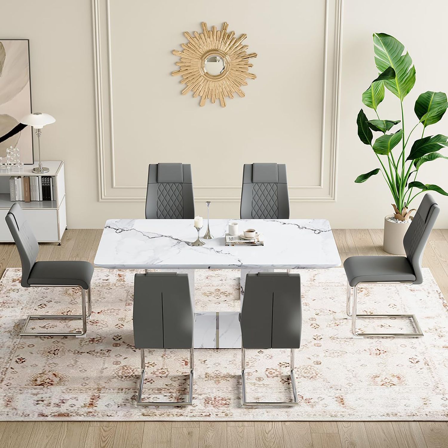 Table+6 Gray Chairs
