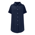 thumbnail image 6 of Tnhcen Women's Summer Shirt Dress Button Front Collared Cotton Linen Blend Prewashed Mini Casual Loose Fit Short Sleeve Tunic Dress Plus Size S - 2XL, 6 of 8