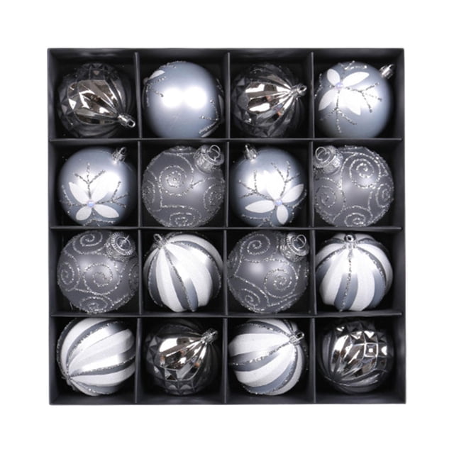 16 bolas navideñas colgantes para proyectos de bricolaje, decoraciones navideñas. Plata