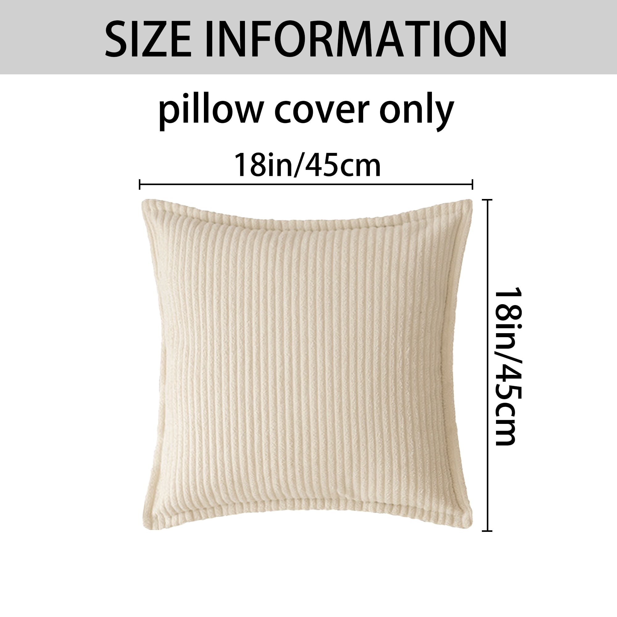 Unique Bargains Striped Decorative Throw Pillow Covers Pack of 2 Beige 18" x 18"