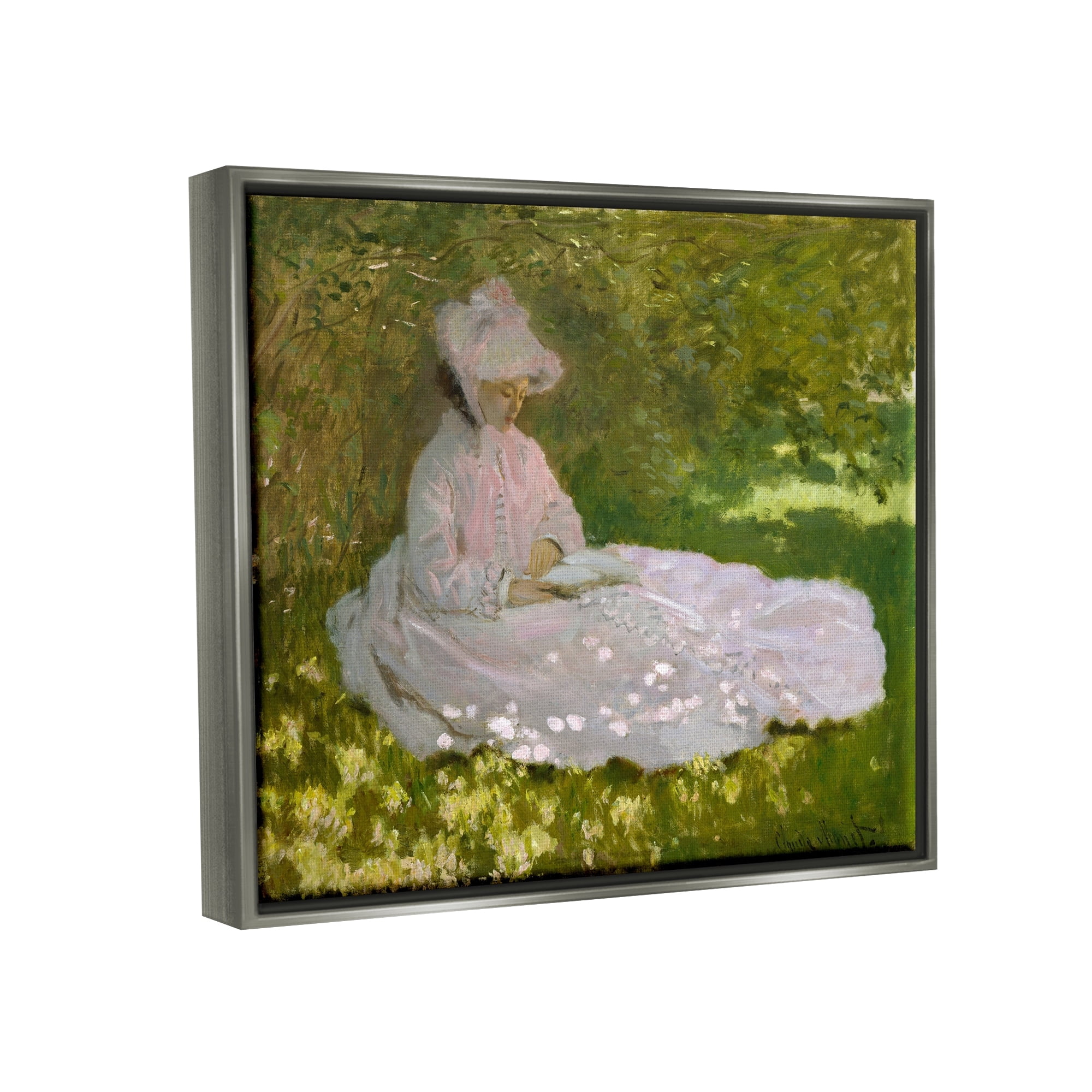 Stupell Industries Springtime Classic Claude Monet Painting Female Portrait Painting Luster Gray Floating Framed Canvas Print Wall Art, Design by one1000paintings