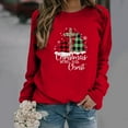 thumbnail image 1 of Chandail en Molleton de Noël pour Femmes 2023 Hauts Imprimé de Noël Col Rond Pull Blouse Ample Chandail en Molleton Sans Capuche en Solde, 1 of 7